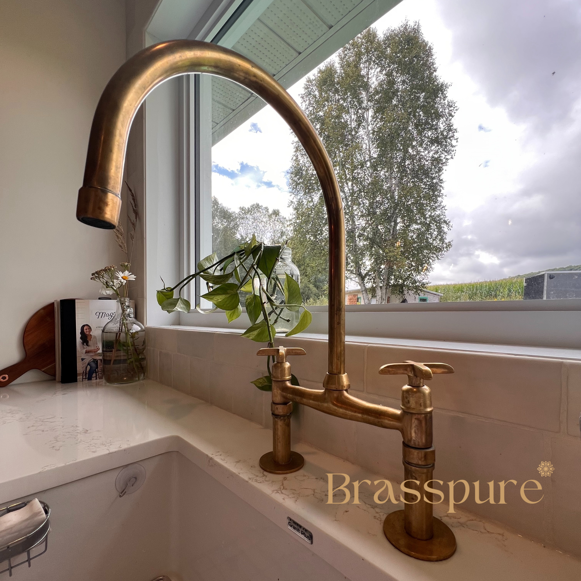 Aged Brass Kitchen Faucet​, Unlacquered Brass Sink Faucet, Antique