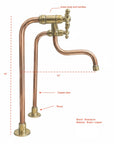 Copper and brass faucet for kitchen sizes