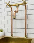 mixed copper and brass kitchen faucet