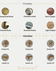 Brasspure product finishes and handles