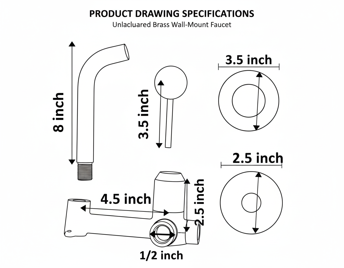 Unlacquered Brass Wall Mounted Faucet