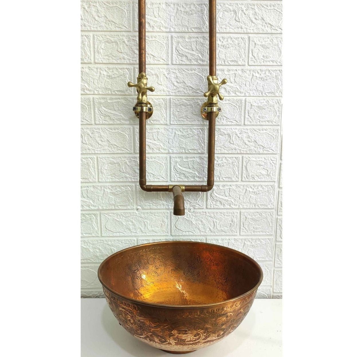 Antique Copper Wall Mount Faucet Sink - Brasspure
