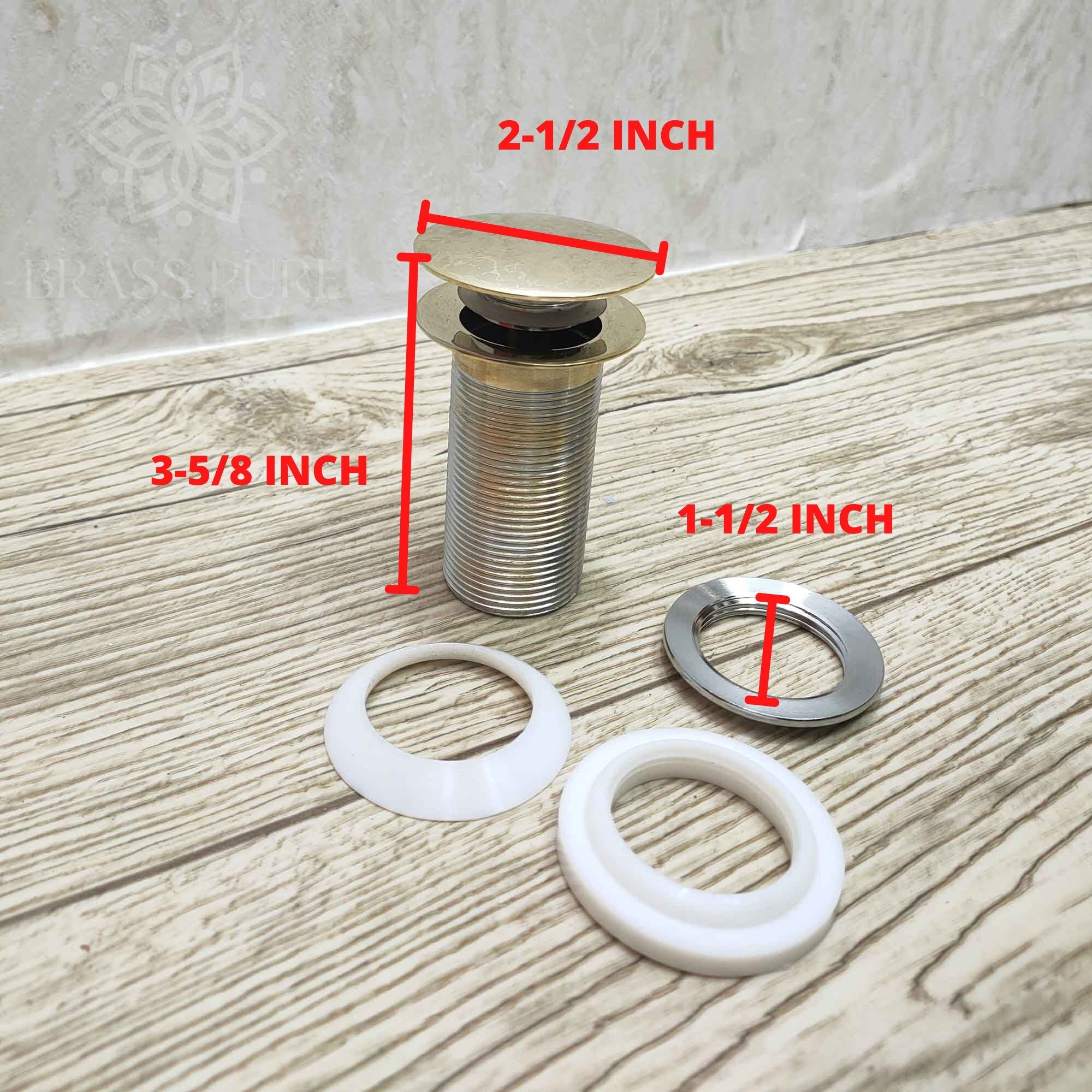 Brass Drain Push Up Sink Drain - Brasspure