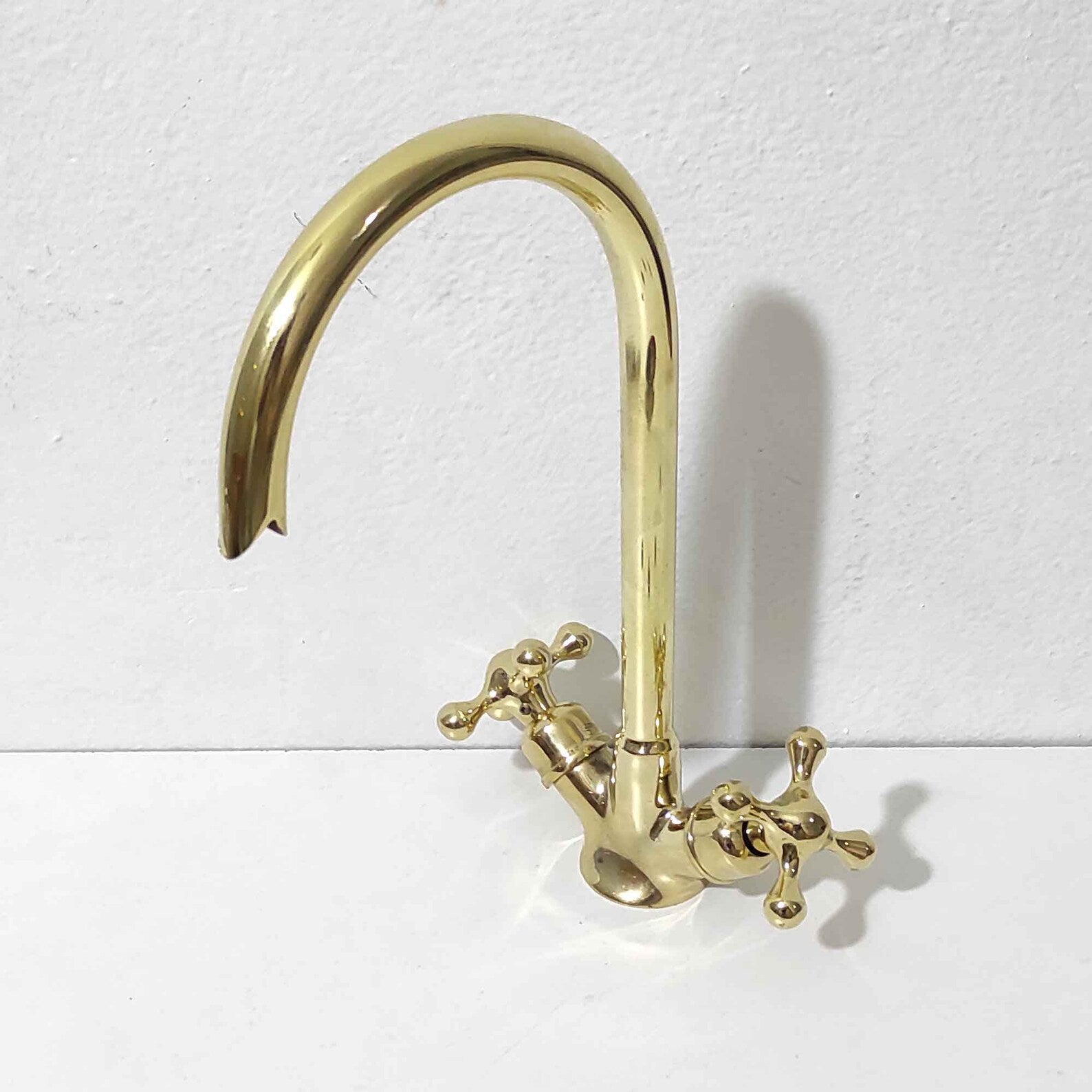 Brass Gooseneck Faucet Single Hole - Brasspure