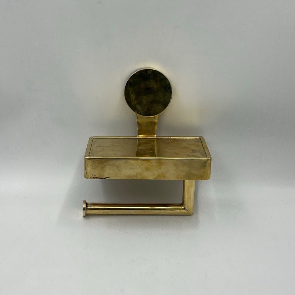 Brass Toilet Paper Holder With Shelf - Brasspure