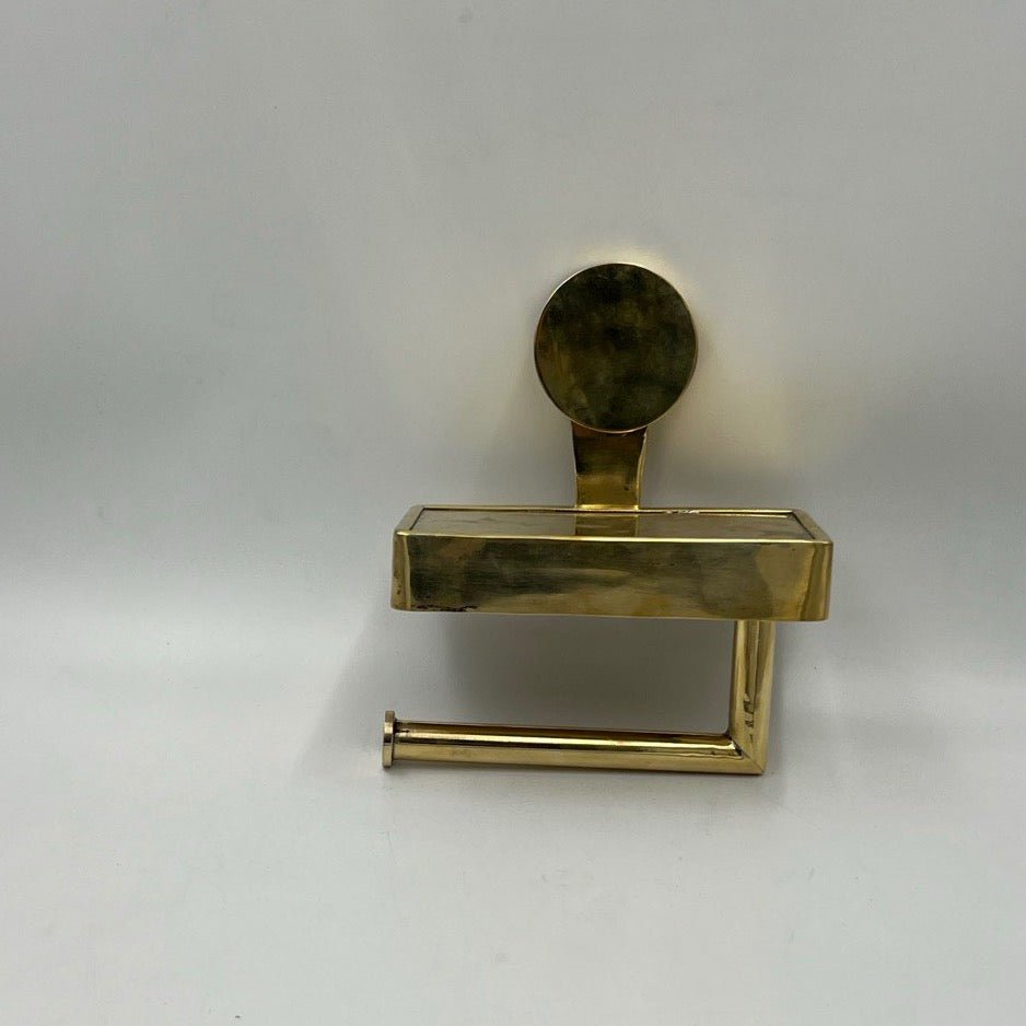 Brass Toilet Paper Holder With Shelf - Brasspure