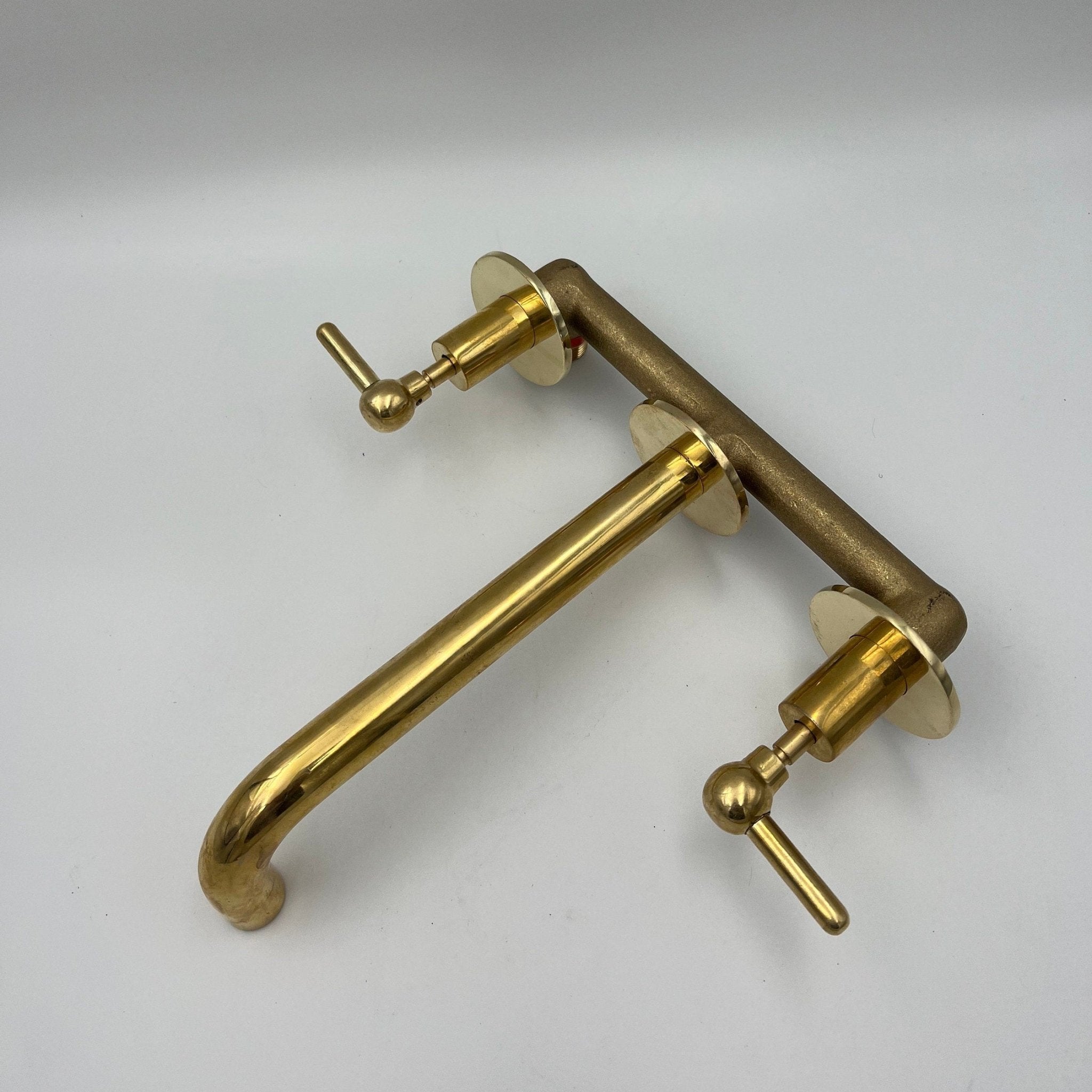 Brass Wall Mounted Faucet With Rough in Valve and Lever Handles – Brasspure