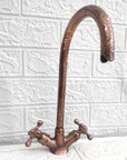 Copper Gooseneck Faucet with Engraved Design - Brasspure
