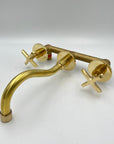 Curved Wall Mount Faucet With Valve - Brasspure