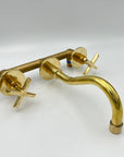 Curved Wall Mount Faucet With Valve - Brasspure