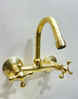 Engraved Brass Wall Mounted Kitchen Faucet - Brasspure