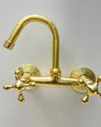 Engraved Brass Wall Mounted Kitchen Faucet - Brasspure