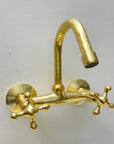 Engraved Brass Wall Mounted Kitchen Faucet - Brasspure