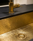 Hammered brass sink for kitchen with drain