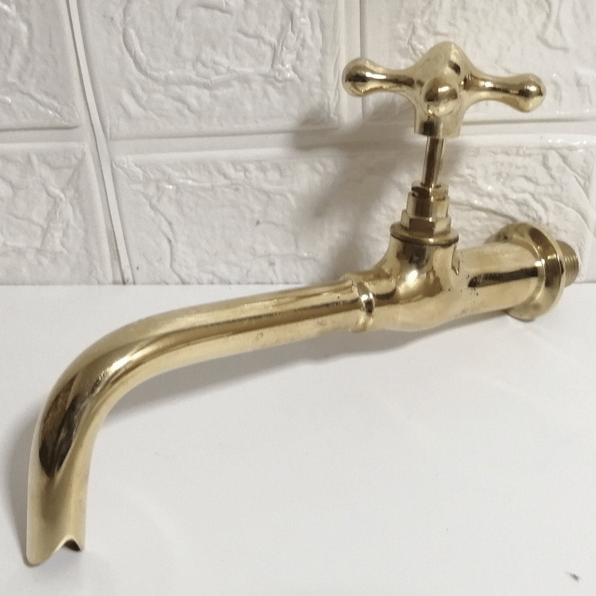 Handmade Brass Wall - Mount Faucet - Brasspure