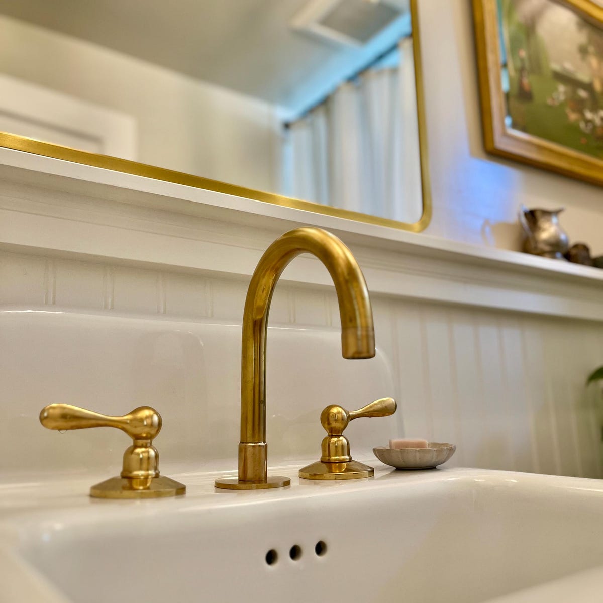 Unlacquered Brass Deck Mounted Faucet