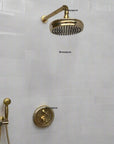 Unlacquered Brass Shower System With Adjustable ShowerHead