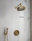 Unlacquered Brass Shower System With Adjustable ShowerHead