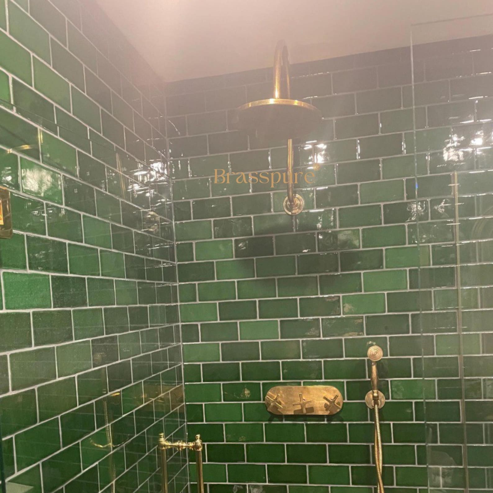 Unlacquered Brass Curved Shower System