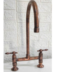 Moroccan Copper Bridge Faucet Kitchen Faucets - Brasspure