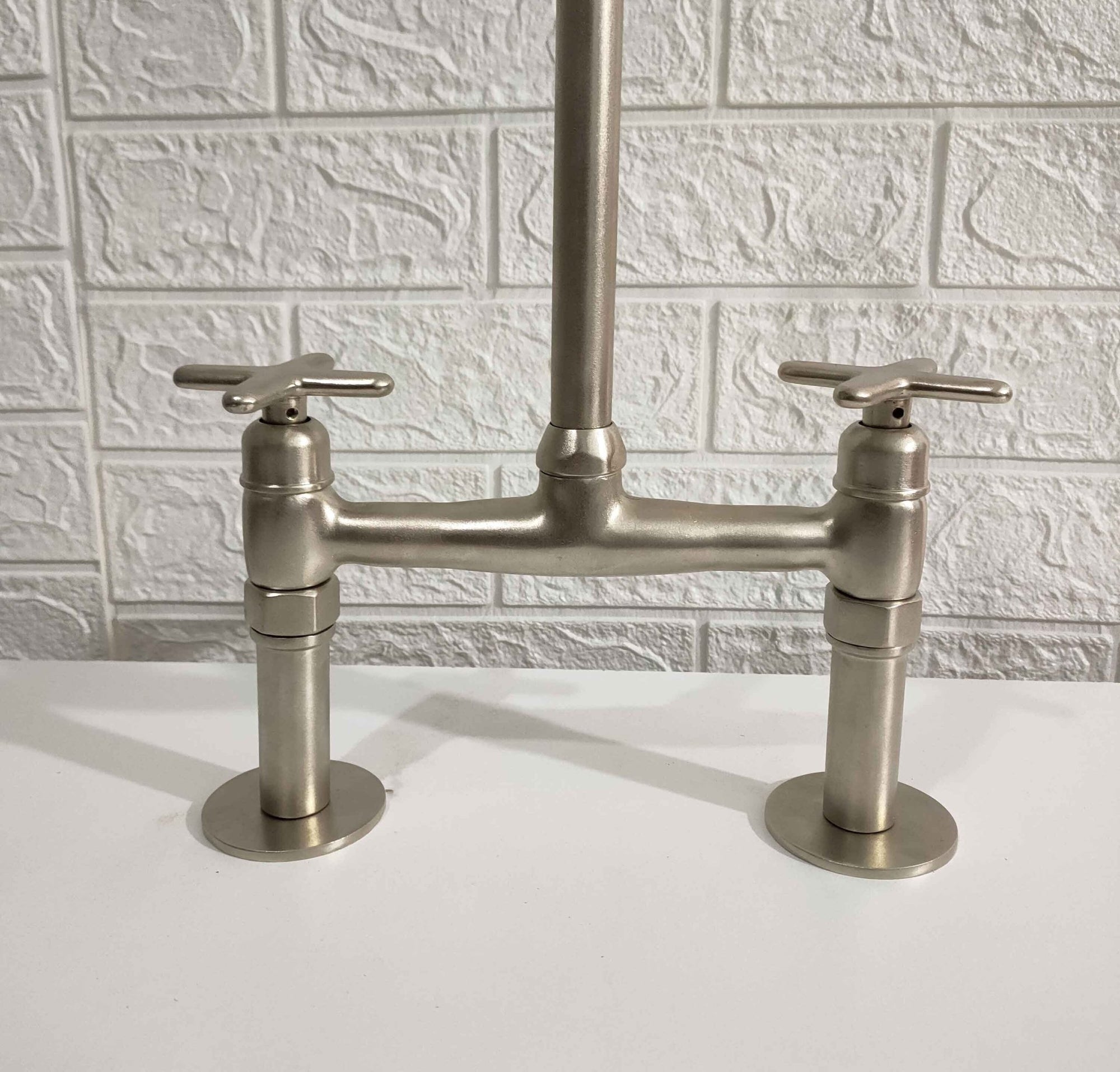 Solid Brass Bridge Faucet Nickel Matte Finish - Brasspure