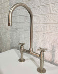 Solid Brass Bridge Faucet Nickel Matte Finish - Brasspure