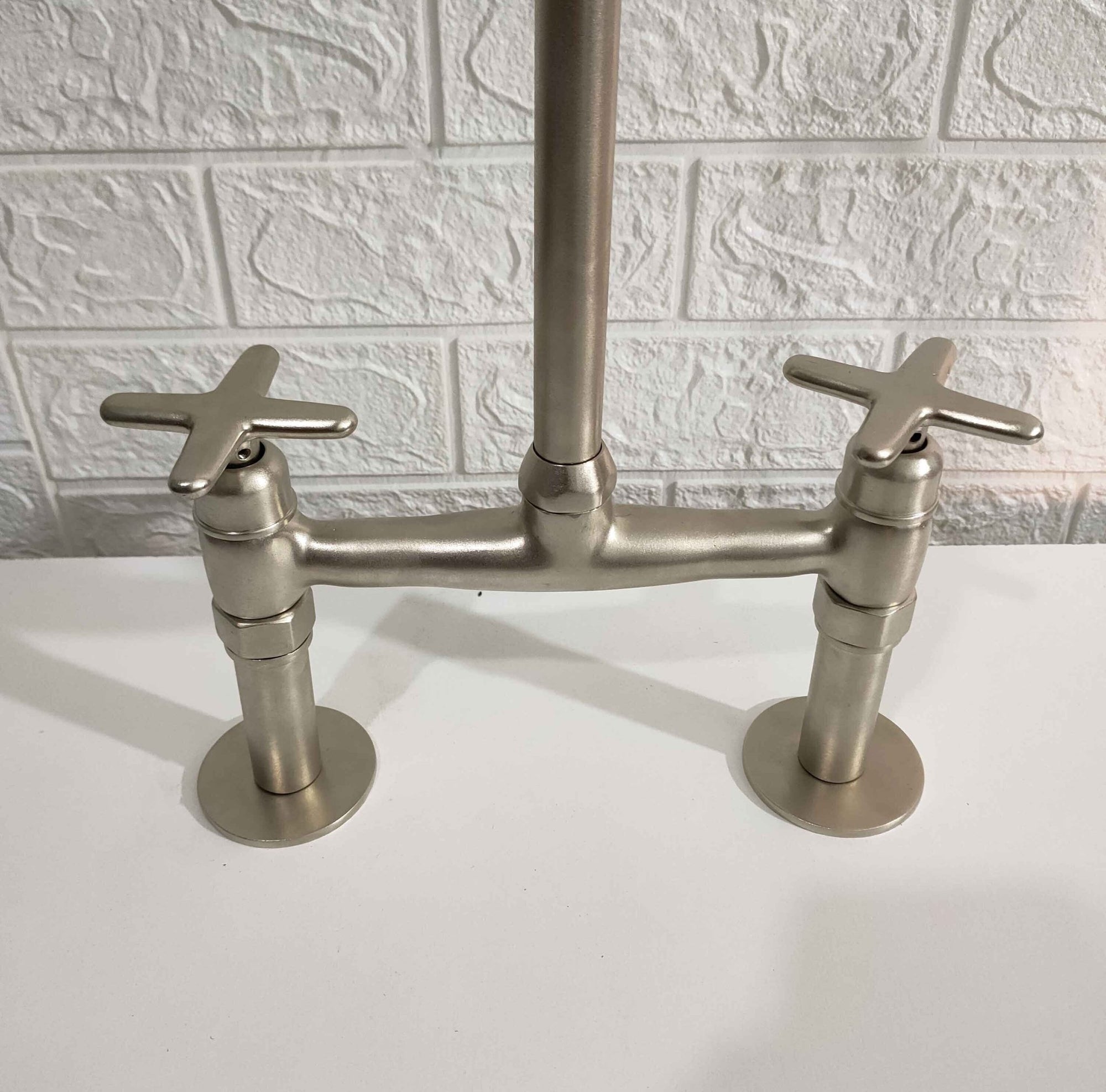 Solid Brass Bridge Faucet Nickel Matte Finish - Brasspure