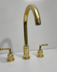 Solid Brass Three Holes Faucet with Lever Handle - Brasspure