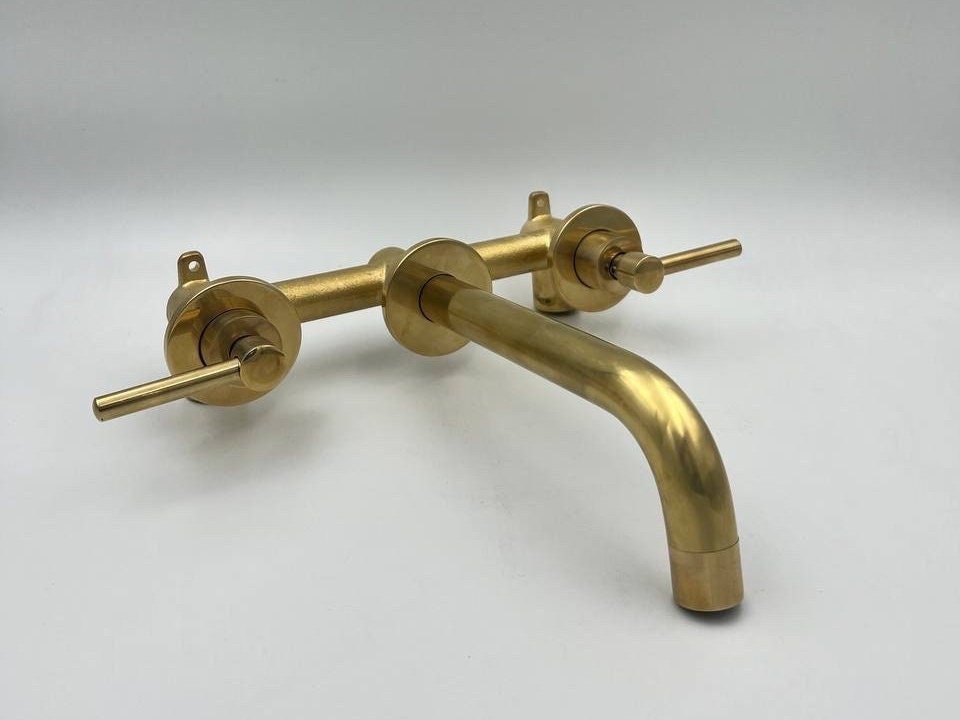 BEST BRASS Pure Titan TP-5C - β Solid Brass Wall Mounted Faucet, Unlacquered Brass Bathroom Faucet