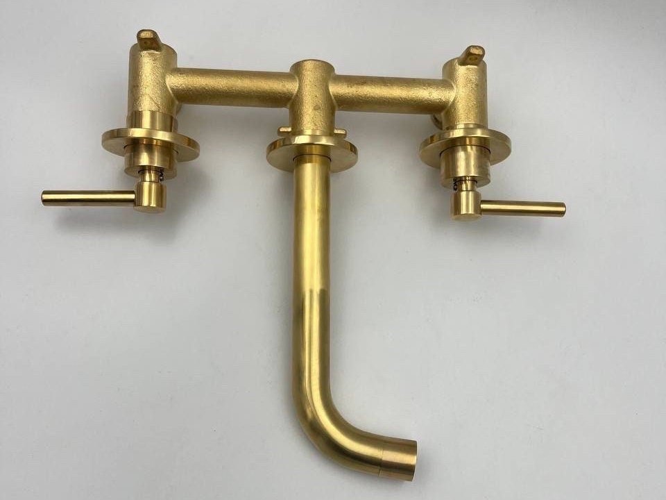 BEST BRASS Pure Titan TP-5C - β Solid Brass Wall Mounted Faucet, Unlacquered Brass Bathroom Faucet