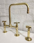 Unlacquered Brass Bridge Kitchen Faucet - Brasspure