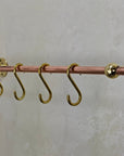 Unlacquered Brass Copper Pot Rail With S Hooks - Brasspure