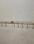 Unlacquered Brass Copper Pot Rail With S Hooks - Brasspure