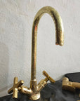 Unlacquered Brass Engraved Gooseneck Faucet - Brasspure