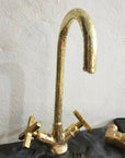 Unlacquered Brass Engraved Gooseneck Faucet - Brasspure