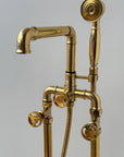 Unlacquered Brass Tub filler Faucet With Wheel Handle