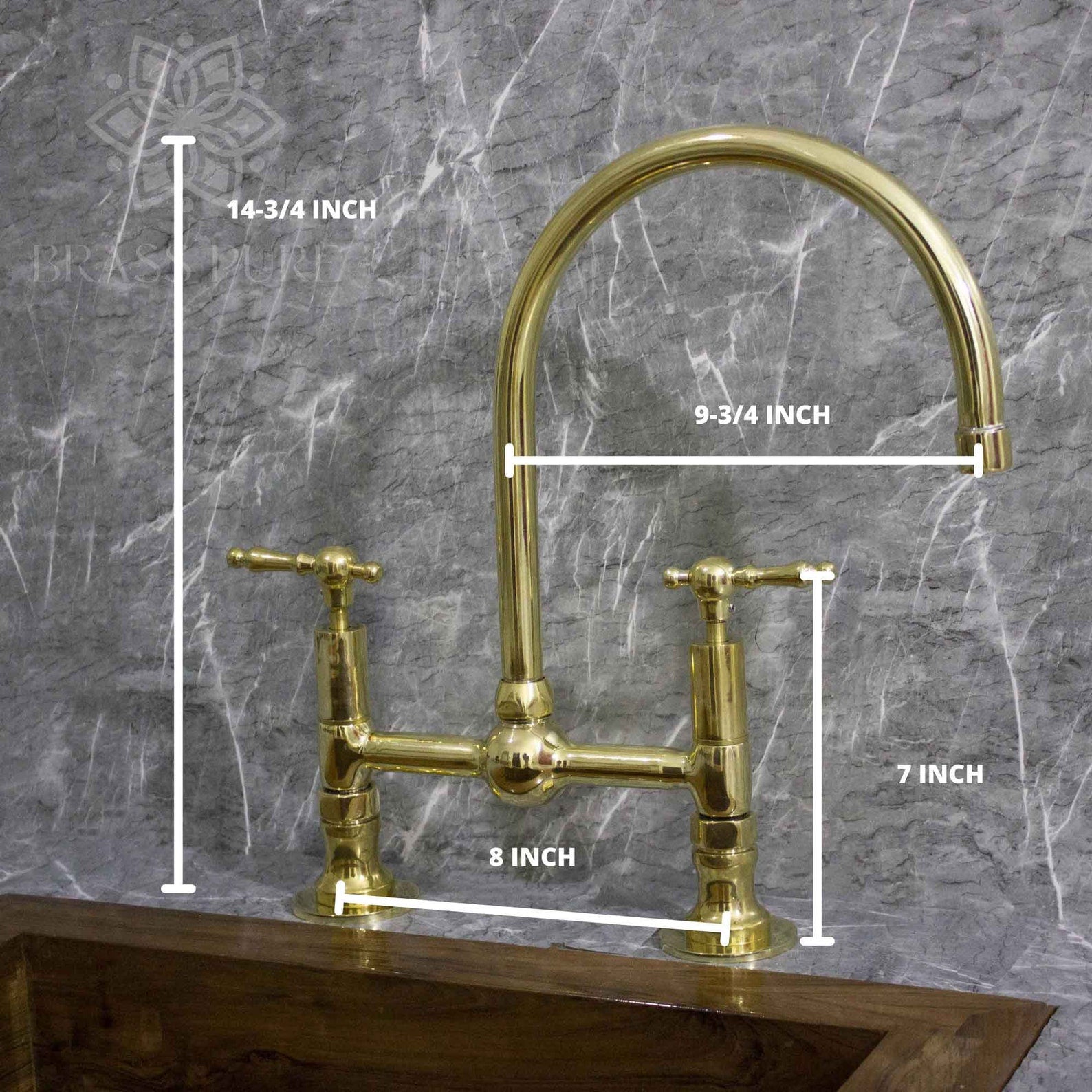 Unlacquered Brass Kitchen Faucet - Bridge Kitchen Faucets – Brasspure