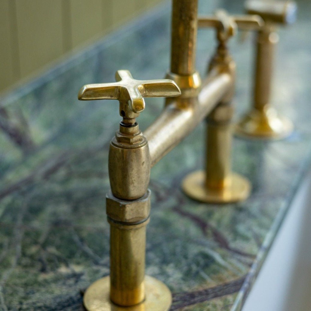 Unlacquered Brass Kitchen Faucet With Linear Legs - Solid Brass