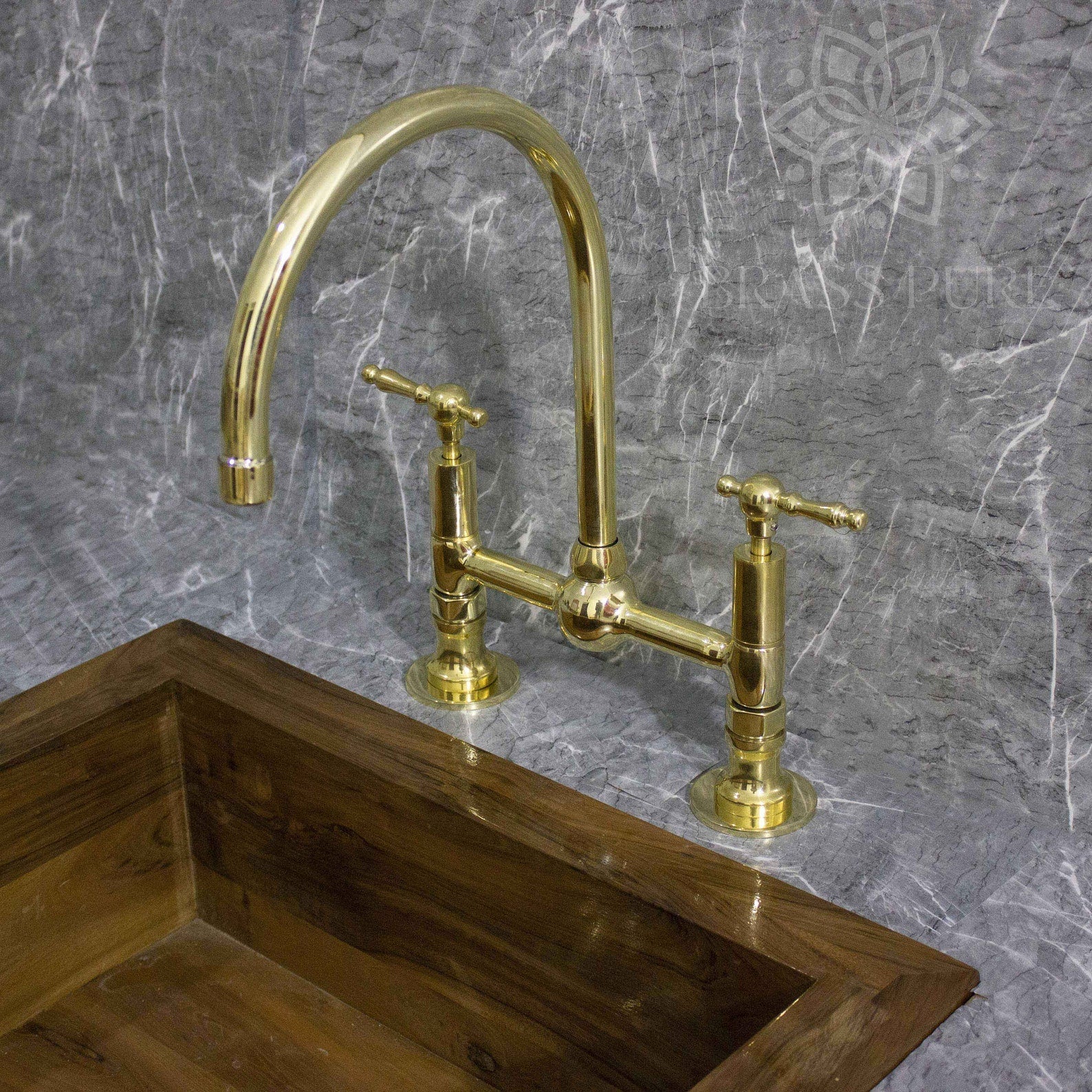 Unlacquered Brass Kitchen Faucet - Bridge Kitchen Faucets – Brasspure