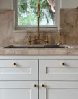 Unlacquered Brass Kitchen Faucet - Bridge V - Brasspure