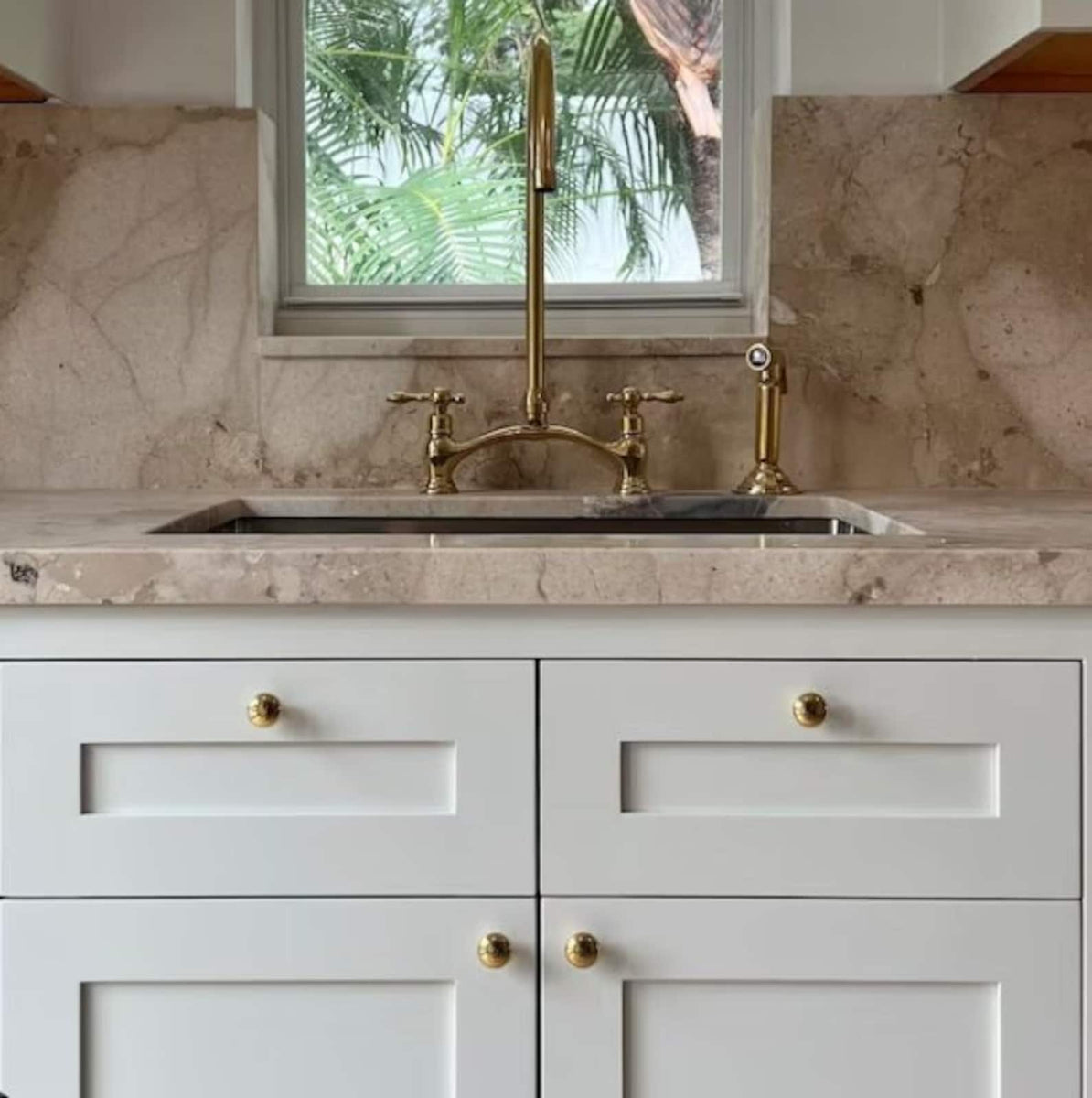Unlacquered Brass Kitchen Faucet - Bridge V – Brasspure