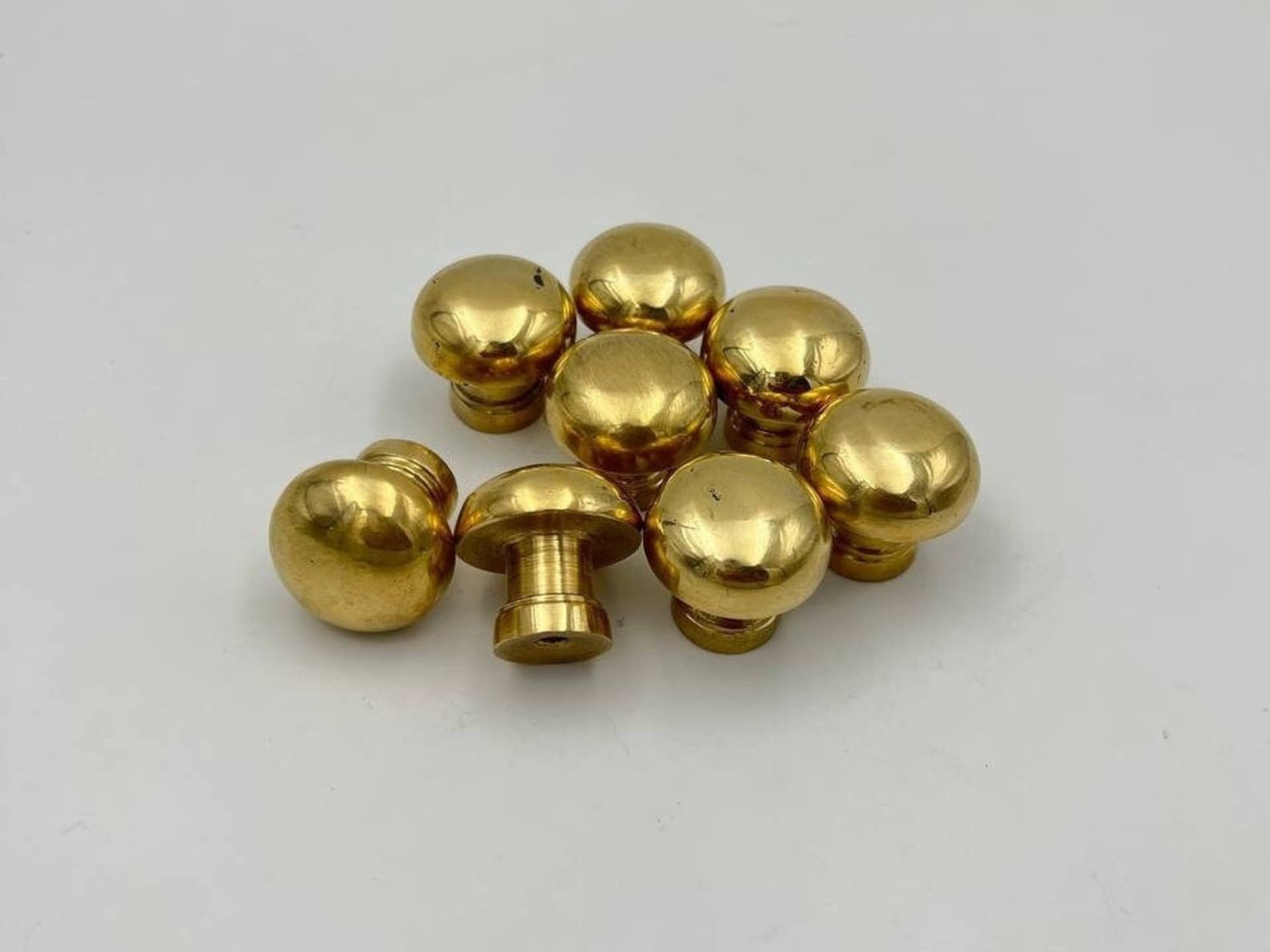 Unlacquered Brass Knobs, Antique Brass Round Mushroom Knob, Traditional ...