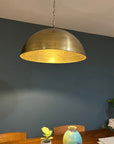 Unlacquered Brass Pendant Light, Round Brass Light Fixture - Brasspure