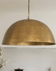 Unlacquered Brass Pendant Light, Round Brass Light Fixture - Brasspure