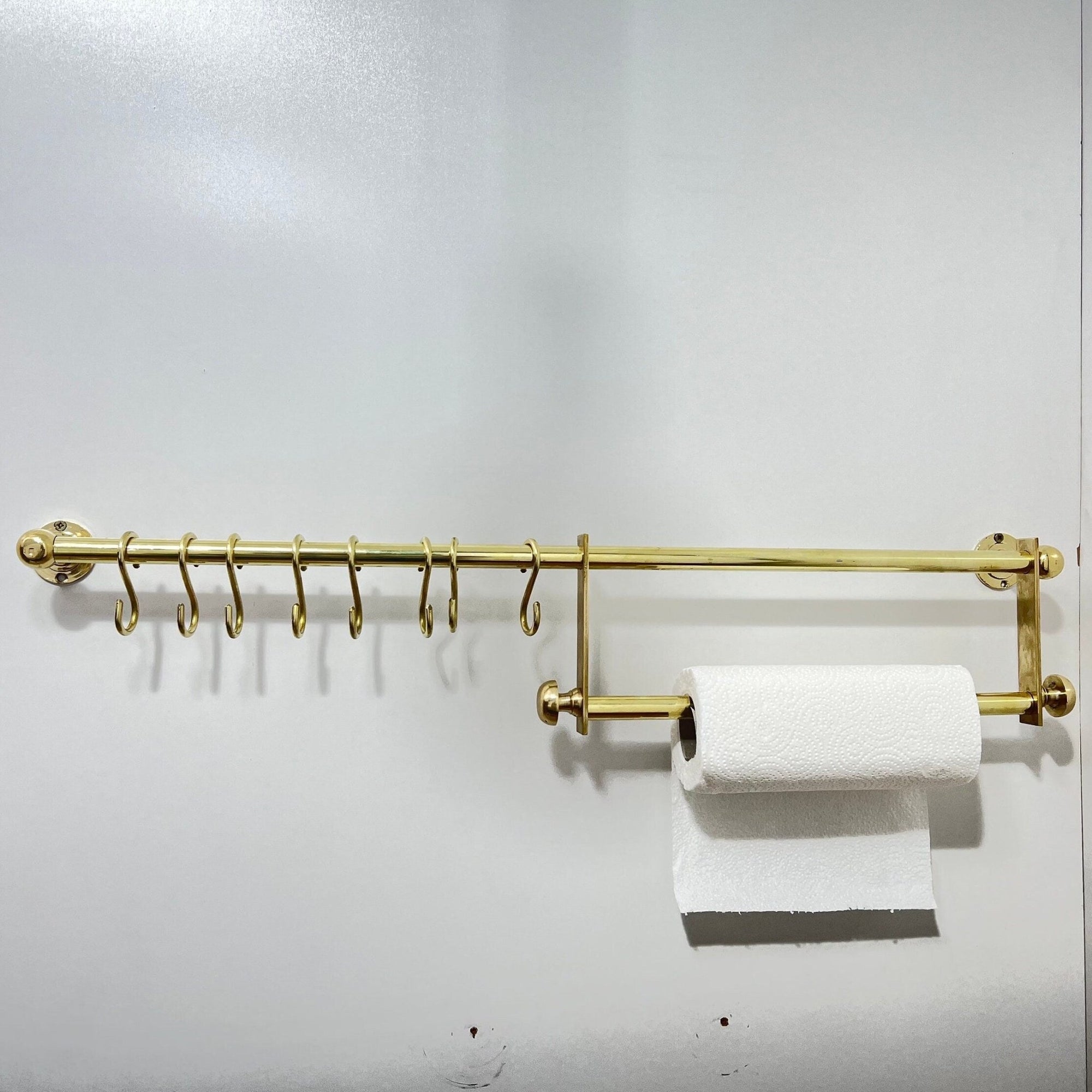 Unlacquered Brass Pot Rack With Tissue Holder - Brasspure