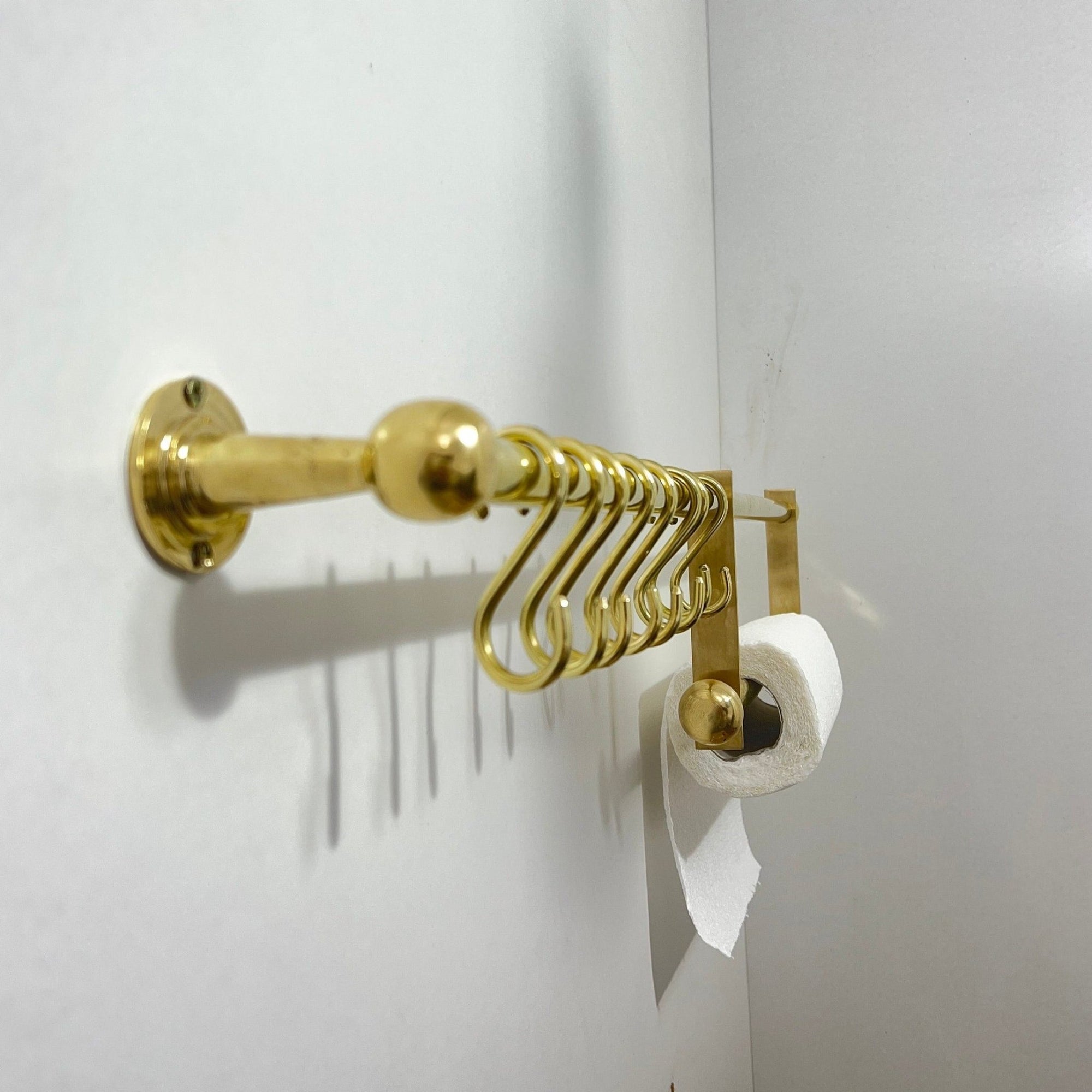 Unlacquered Brass Pot Rack With Tissue Holder - Brasspure