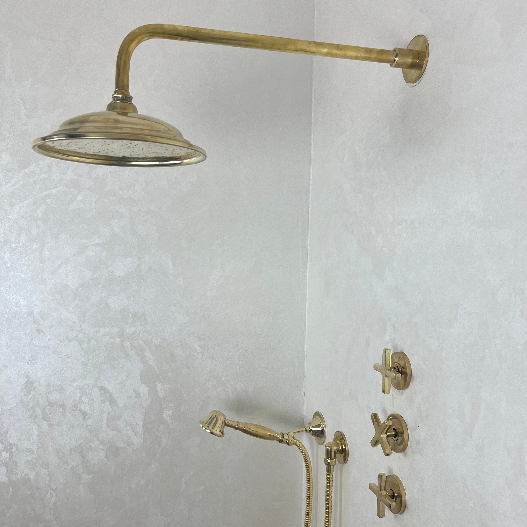 Unlacquered Brass Shower Set - Brasspure