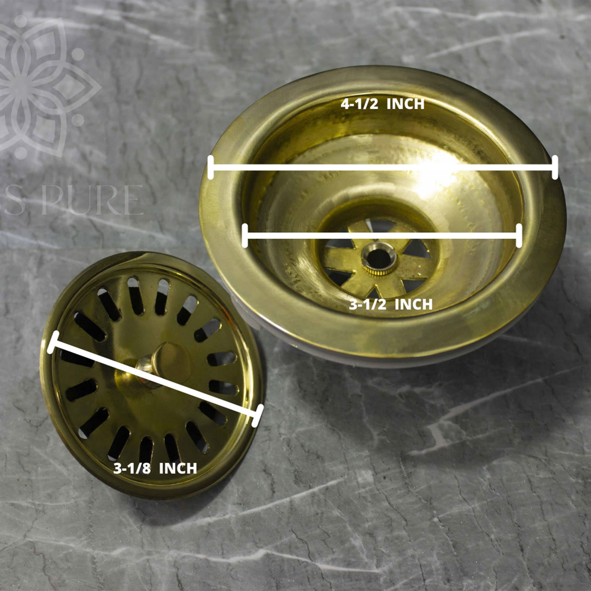 Unlacquered Brass Strainer Sink - Brasspure
