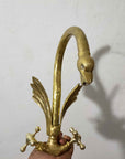 Unlacquered Brass Swan Bathroom Faucet - Brasspure