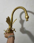 Unlacquered Brass Swan Bathroom Faucet - Brasspure
